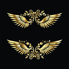 Royal Gold Wing Frames: Iconic Angel and Bird Wings in Decorative Silhouettes
