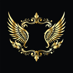 Royal Gold Wing Frames: Iconic Angel and Bird Wings in Decorative Silhouettes
