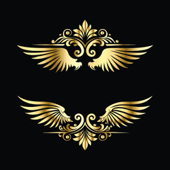 Royal Gold Wing Frames: Iconic Angel and Bird Wings in Decorative Silhouettes
