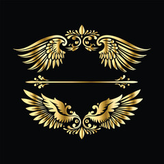 Royal Gold Wing Frames: Iconic Angel and Bird Wings in Decorative Silhouettes
