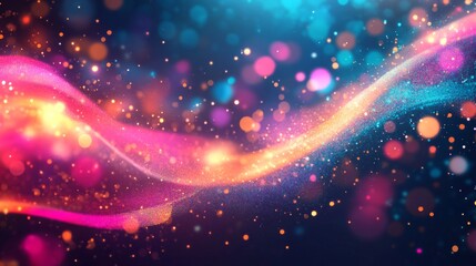 Fototapeta premium Colorful abstract bokeh lights and flowing wave pattern