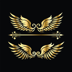 Royal Gold Wing Frames: Iconic Angel and Bird Wings in Decorative Silhouettes
