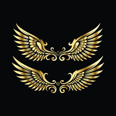 Royal Gold Wing Frames: Iconic Angel and Bird Wings in Decorative Silhouettes
