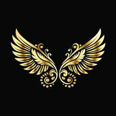 Royal Gold Wing Frames: Iconic Angel and Bird Wings in Decorative Silhouettes
