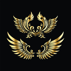 Elegant Gold Wing Frames: Vintage Angel & Cupid Silhouette Icon Collection
