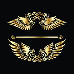 Elegant Gold Wing Frames: Vintage Angel & Cupid Silhouette Icon Collection
