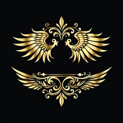 Elegant Gold Wing Frames: Vintage Angel & Cupid Silhouette Icon Collection
