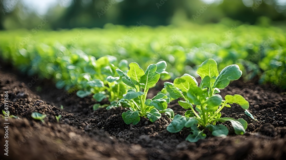 Poster lush green crops thriving in nutrient rich soil showcasing the positive impact of sustainable farmin