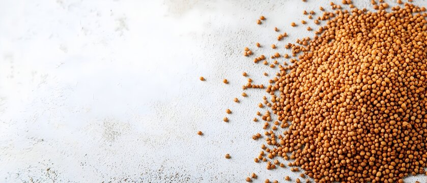 Closeup of cumin seeds with an earthy natural aura against a simple off white backdrop  Minimalist rustic still life composition highlighting the warm spicy flavor of this popular culinary ingredient