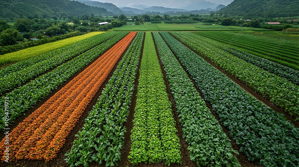 Aufkleber aerial panoramic view of verdant agricultural fields highlighting the importance of soil in sustaina