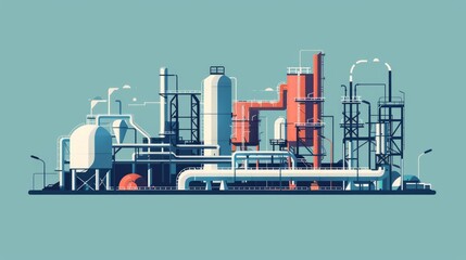 Obraz premium Minimalistic Industrial Flat Design with Equipment