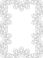 All these designs are hand-drawn and unique 
Flower Border is a Beautiful black and white illustration for aadult coloring book,
This is a printable Beautiful Zentangle Coloring page for KDP Interior,