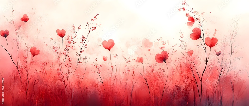 Aufkleber elegant valentine s day wallpaper with soft pink and red gradient background featuring subtle heart 