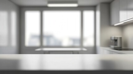 Modern Kitchen Interior with Blurry Background