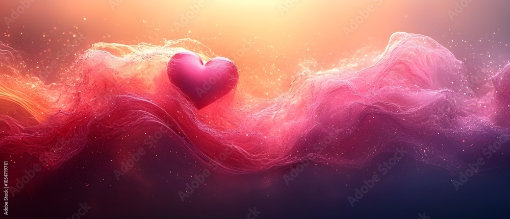 Aufkleber captivating abstract valentine s day wallpaper design featuring flowing red and pink waves soft glow