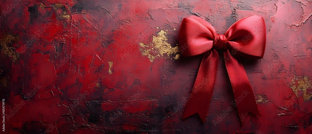 Aufkleber elegant red ribbon bow on a textured pink and gold background creating a classic valentine s day car