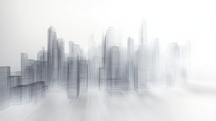 Generative AI lines tracing the contours of a futuristic city skyline