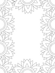 All these designs are hand-drawn and unique 
Flower Border is a Beautiful black and white illustration for aadult coloring book,
This is a printable Beautiful Zentangle Coloring page for KDP Interior,