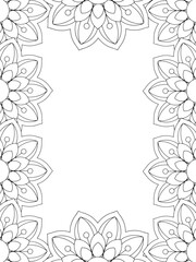 All these designs are hand-drawn and unique 
Flower Border is a Beautiful black and white illustration for aadult coloring book,
This is a printable Beautiful Zentangle Coloring page for KDP Interior,