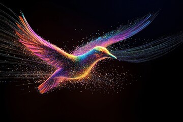 Colorful abstract particle birds