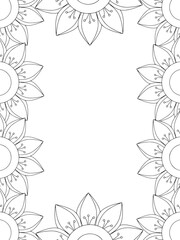 All these designs are hand-drawn and unique 
Flower Border is a Beautiful black and white illustration for aadult coloring book,
This is a printable Beautiful Zentangle Coloring page for KDP Interior,