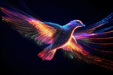 Colorful abstract particle birds
