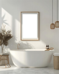 Mock up poster or photo frame on the wall in bathroom part 1