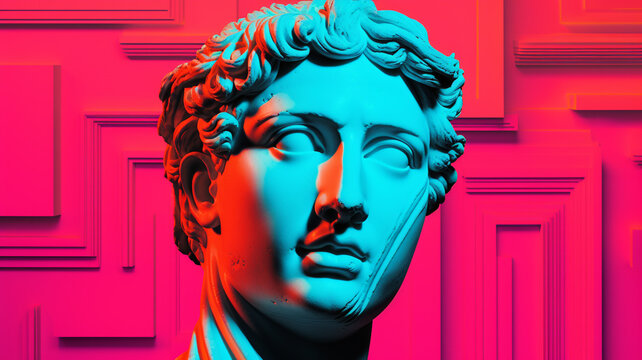 Gypsum Statue Head Vaporwave Style