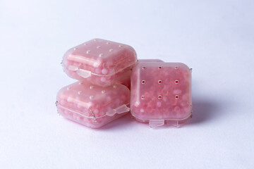 stack of silica gel on a white background