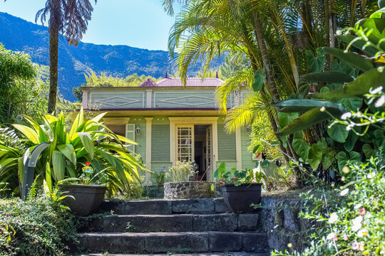 La Reunion, typical cottage in the village of Hell Bourg, in the center of the island
