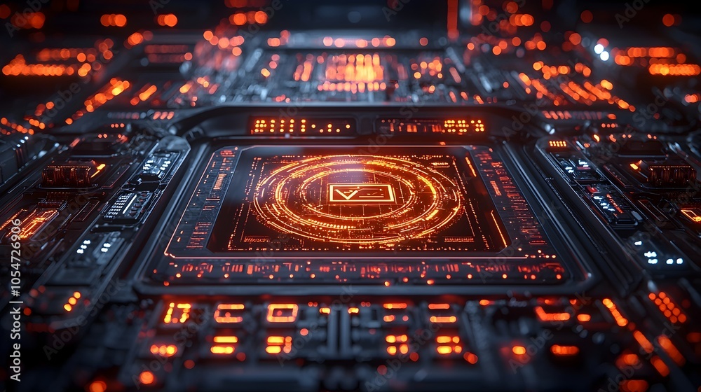 Poster Futuristic and innovative digital interface glowing with holographic network security layers and encryption codes in a high tech digital realm  Cybersecurity and data protection concept