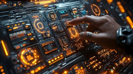 Visually striking digital interface displaying complex security protocols layers of data protection and advanced firewall defenses to safeguard critical information and systems