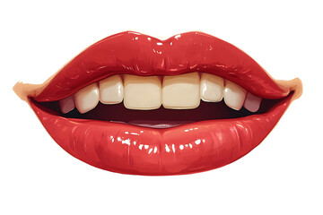 Fototapeta premium Smiling Mouth with Perfect White Teeth on White Background