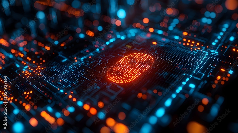 Poster Advanced 3D digital interface with real time threat detection secure access control and automated firewall management tools for enterprise level cybersecurity and data protection