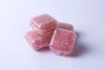 stack of silica gel on a white background