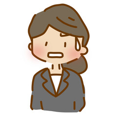 怪訝そうな顔をしたゆるくて可愛いスーツの女性