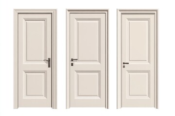 Naklejka premium Three White Interior Doors with Black Hardware