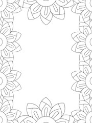 All these designs are hand-drawn and unique 
Flower Border is a Beautiful black and white illustration for aadult coloring book,
This is a printable Beautiful Zentangle Coloring page for KDP Interior,