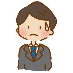 困っているゆるくて可愛いスーツの男性