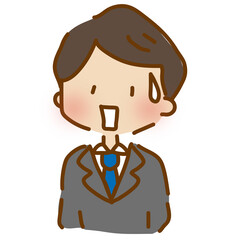 唖然とするゆるくて可愛いスーツの男性