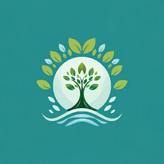 A logo that uses elements of nature like leaves, trees, or water to symbolize growth 