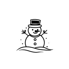 snowman with hat vector white background