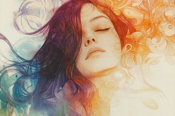Dreamy Portrait of a Woman in Vibrant Colors