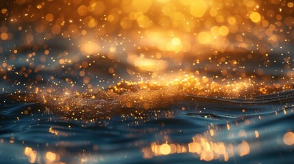 Abstract background with blurred light blue and golden waves