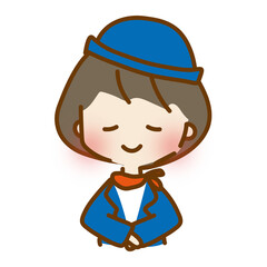 お辞儀をするゆるくて可愛いバスガイド