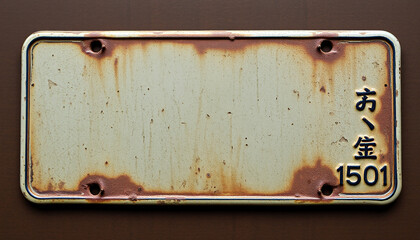 A license old plate antique vintage 1951 japan 1501 with background