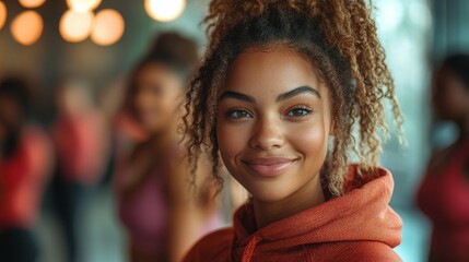 Diverse group of participants enjoying an inclusive fitness class at a gym in the afternoon