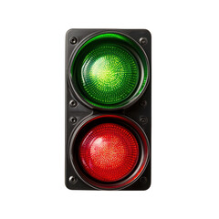 Illuminated traffic light with green and red signals