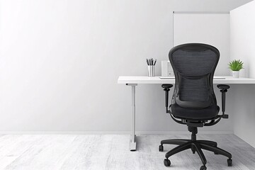 Modern Office Workspace with Ergonomic Chair and Desk