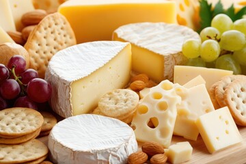 Delicious Cheese Platter with Fruits and Crackers